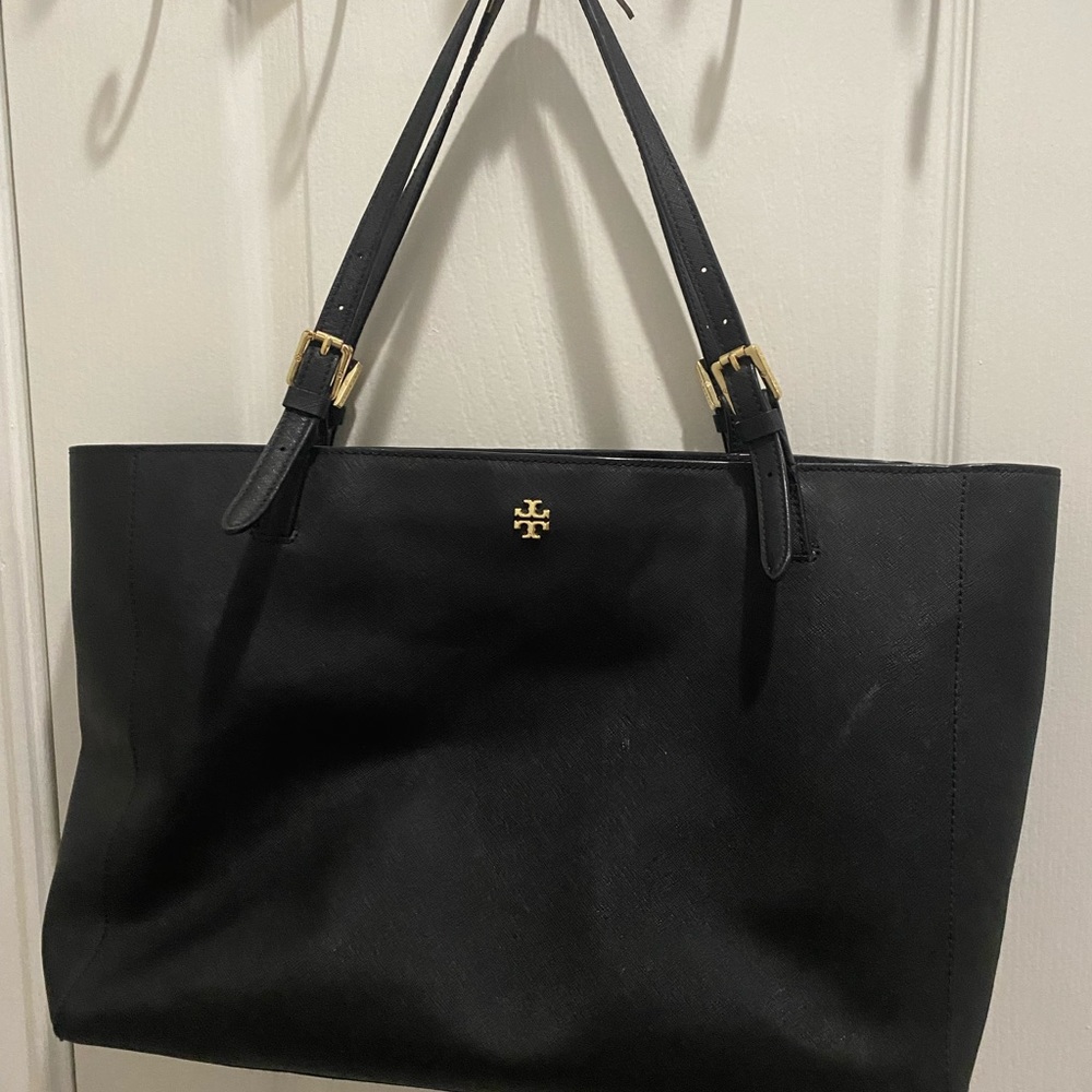 Tory Burch black leather tote bag